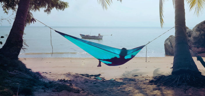 relaxing on floating hammock